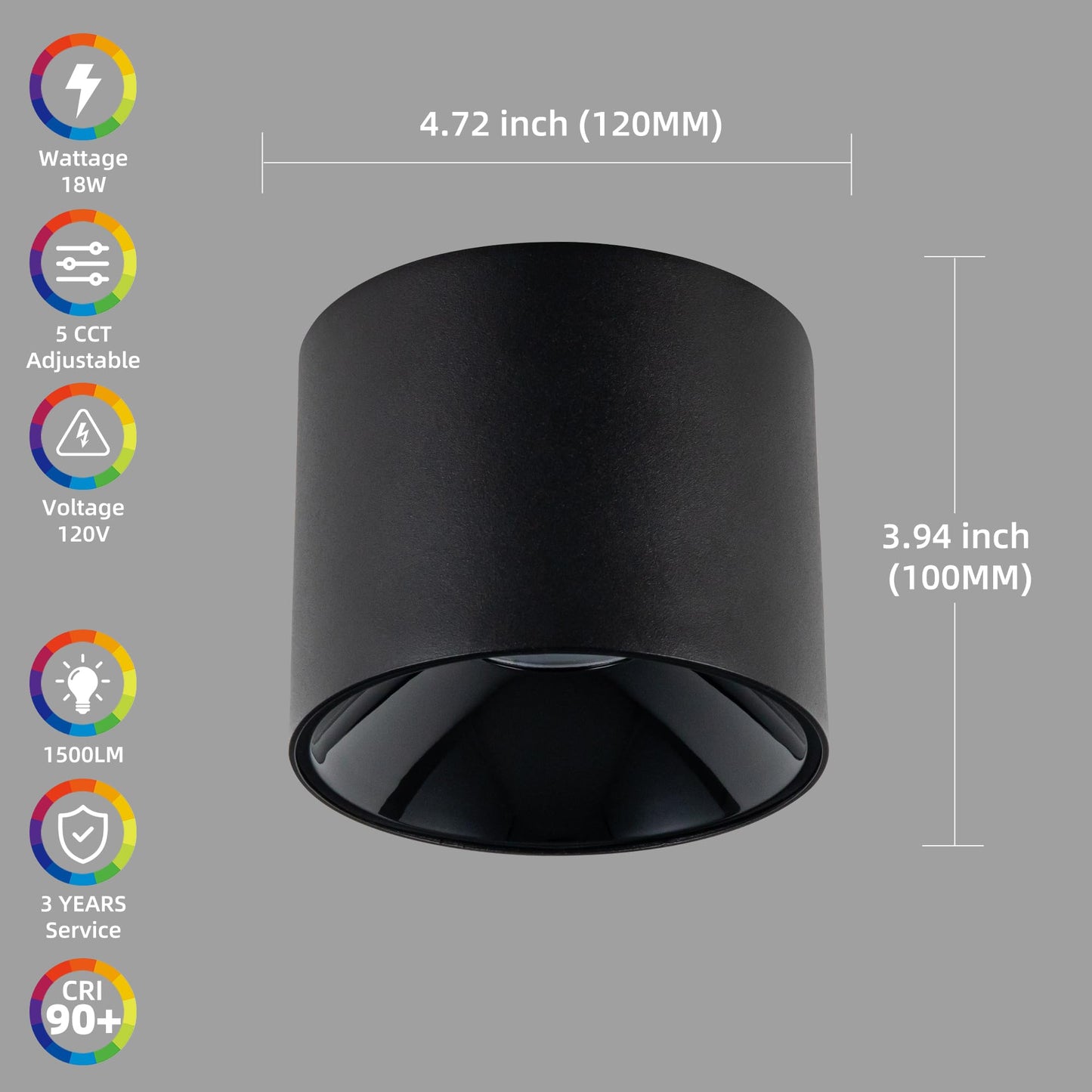 Ajbvp LED Ceiling Spotlight 4.72 inches 18W Surface Mount Ceiling Light