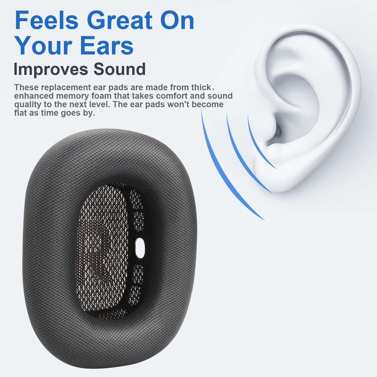 Miruchertter Replacement Ear Cushions for AirPods Max Headphones AirPod Max Ear Cushions Ear Pads Covers Comfort Protein Leather Noise Isolation