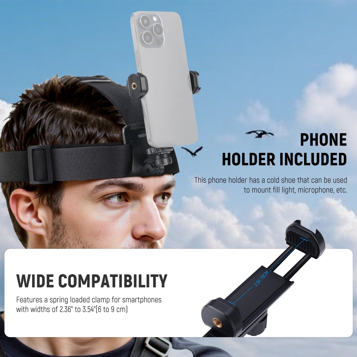 NEEWER Mobile Phone Chest Mount Head Strap Mount, Quick Release POV Vlog Accessory Kit for Video Recording, Compatible with iPhone GoPro Hero Insta360