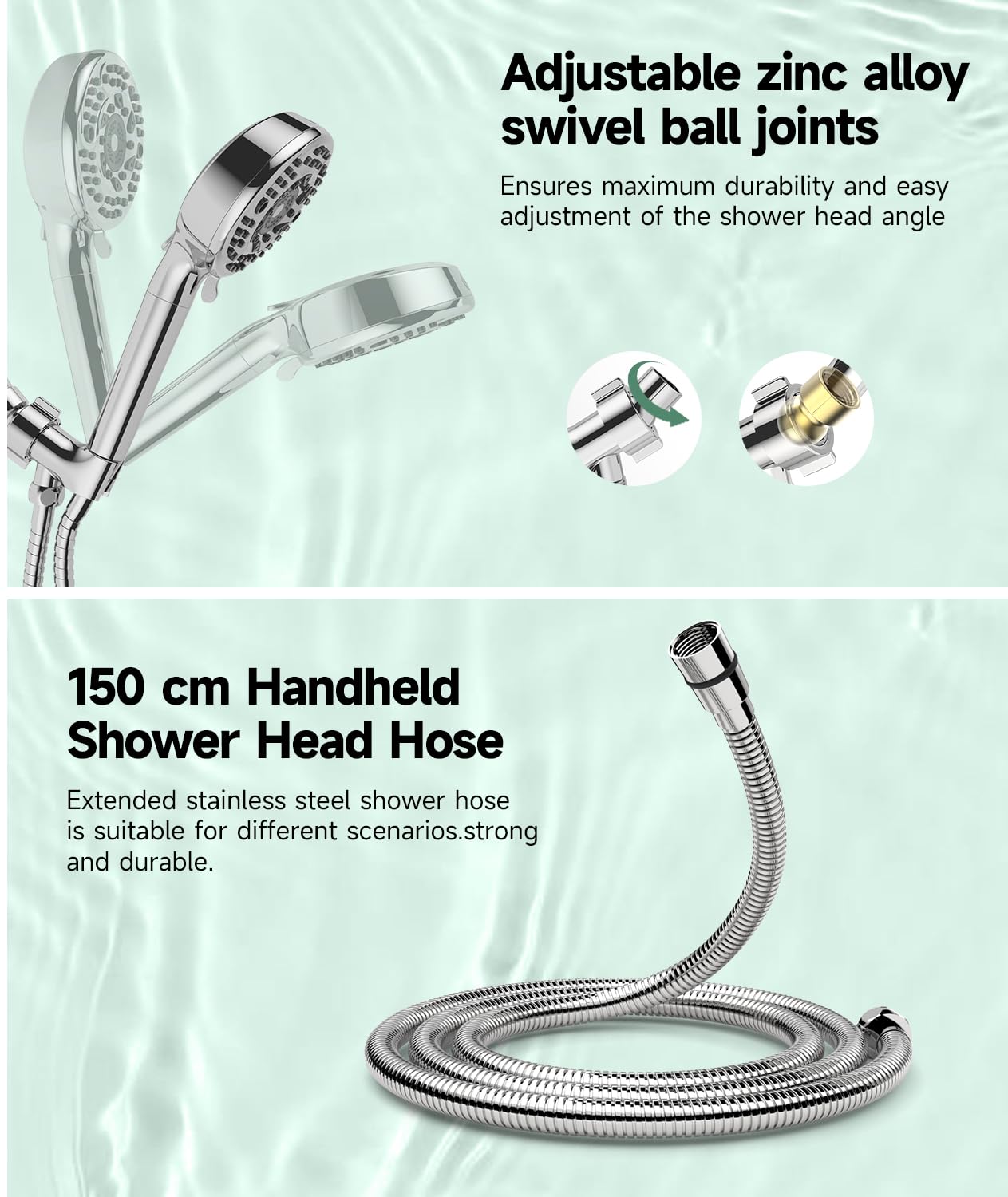 SunCleanse Filtered Shower Head – 9-Spray Handheld Detachable Head for Hard Water, Filters Chlorine, Improves Skin & Hair – Chrome