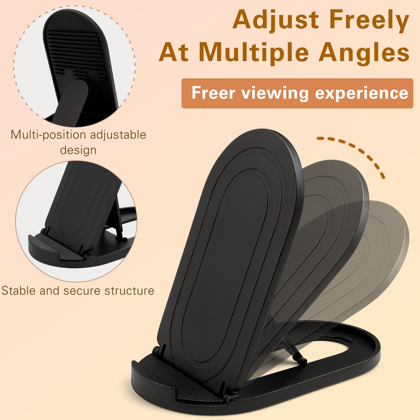 6-Pack Portable Phone & Tablet Stand(Black&White), Foldable Multi-Angle Desk Holders, Adjustable Universal Holder for Samsung Galaxy, iPad, iPhone