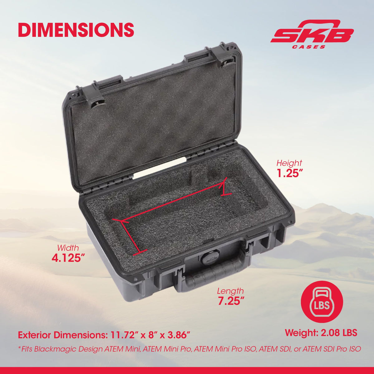 SKB iSeries Media Equipment Case for Design ATEM Mini Switcher, Secure Hard Exterior Foam Audio Visual Storage Box System, 3i-10063ATM, Black