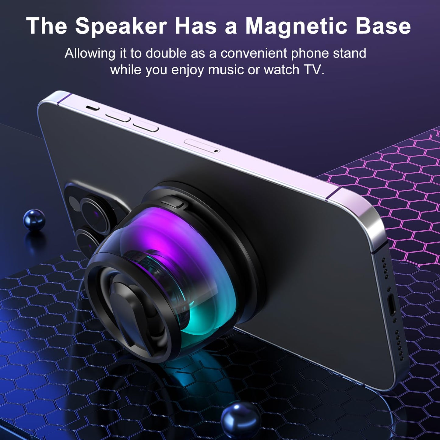 EGBULL Magnetic Multifunction Bluetooth Speaker with 3D Surround Sound, TWS Pairing, Portable Wireless, RGB Lighting, Strong Magnetic Base, Phone