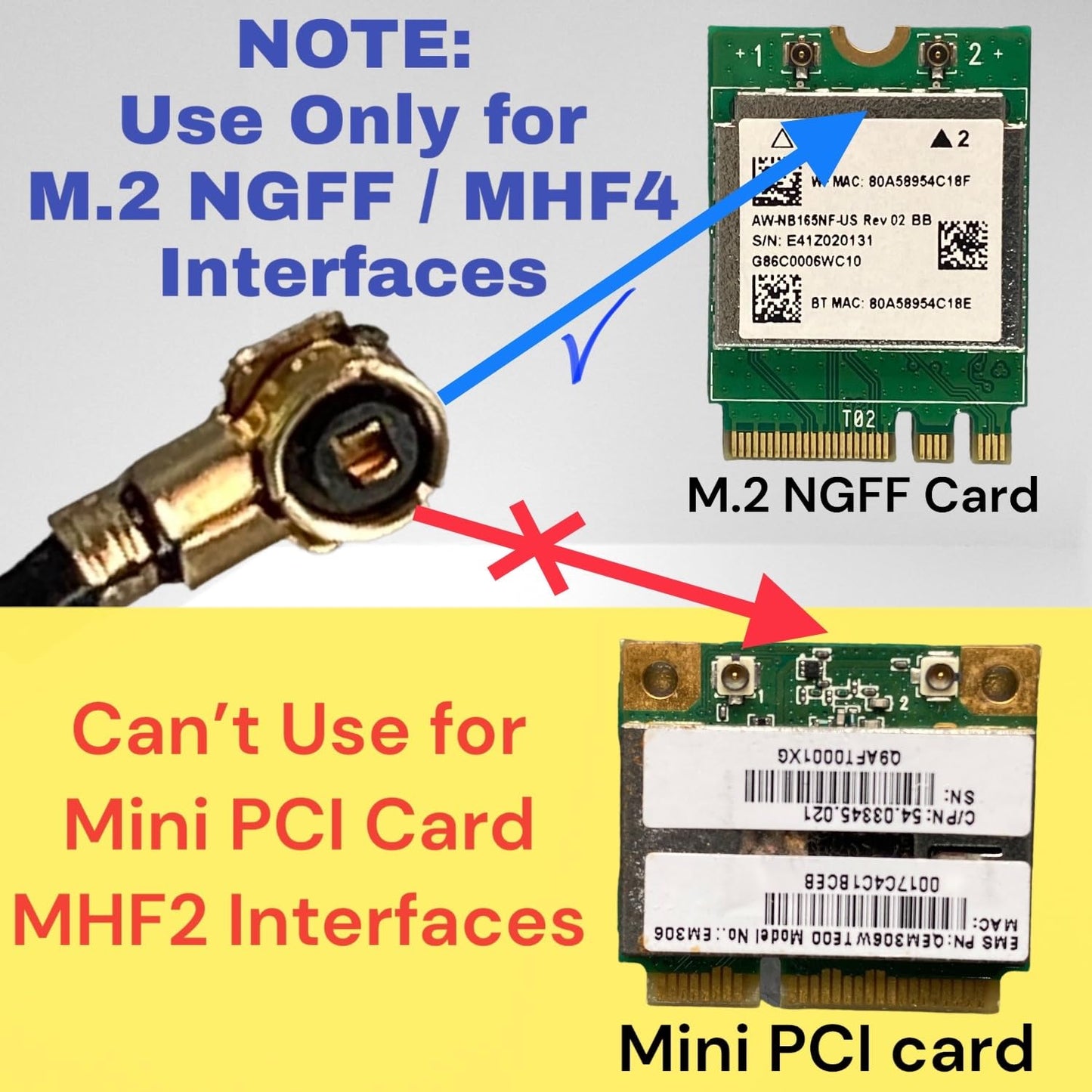 2-Pack Dual Band Antenna WiFi 2.4GHz 5GHz 5.8GHz 8dBi RP-SMA Male,U.FL IPEX MHF4 to RP SMA Female Extension Cable for M.2 NGFF Intel Wireless Network