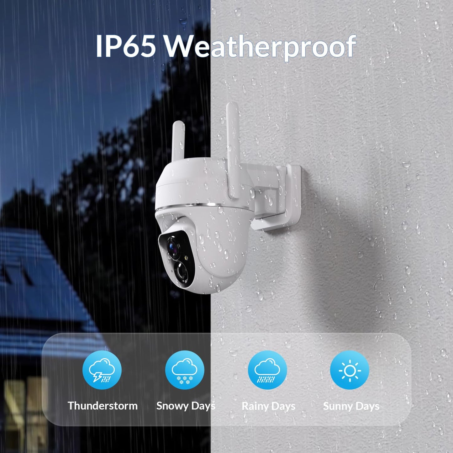 Vicohome 2K Solar Wireless WiFi Security Cameras Outdoor, 355° PTZ, Solar & Battery Powered, PIR Motion Detection, 3MP Full-Color Night Vision, IP65