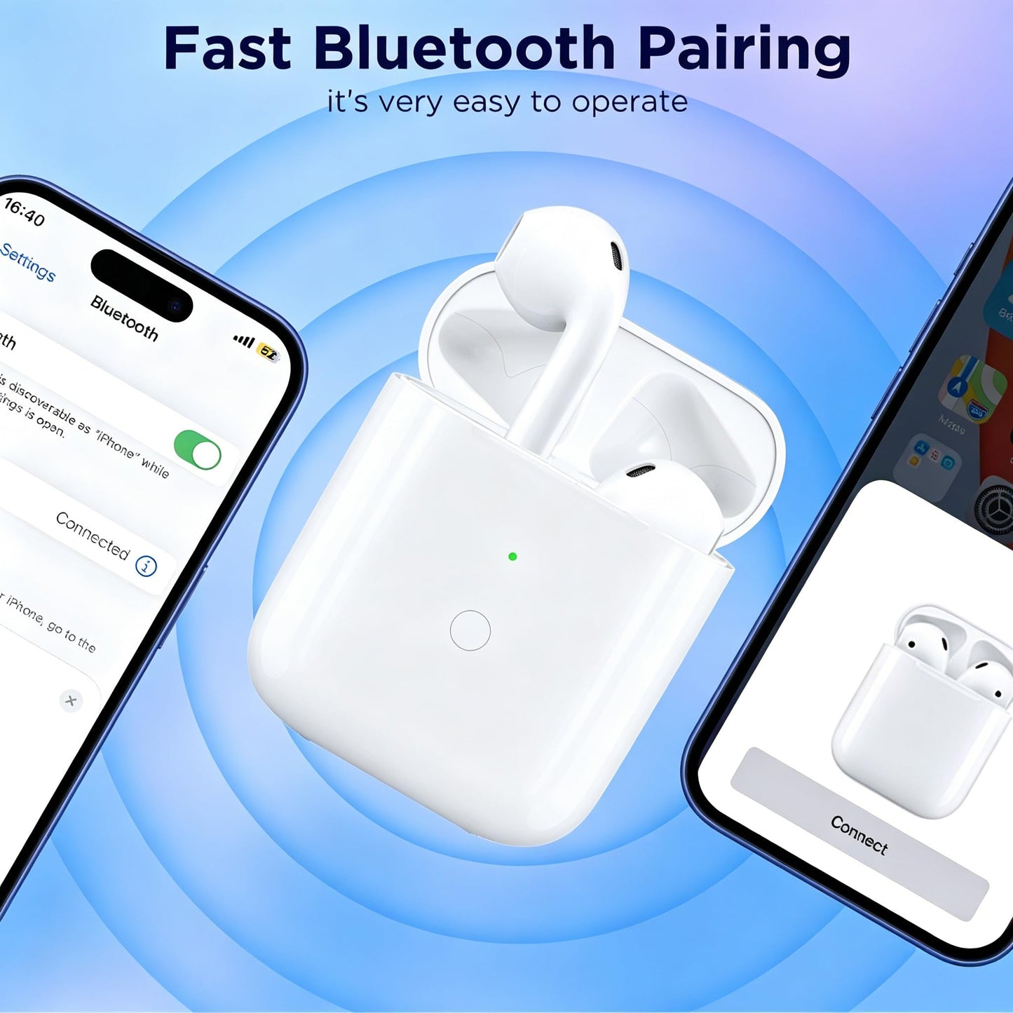 JKV Wireless Charging Replacement for AirPod 1st 2nd Charging Case with Lightning Port, Only Compatible with Air Pods 1 2 Charger Case with Bluetooth