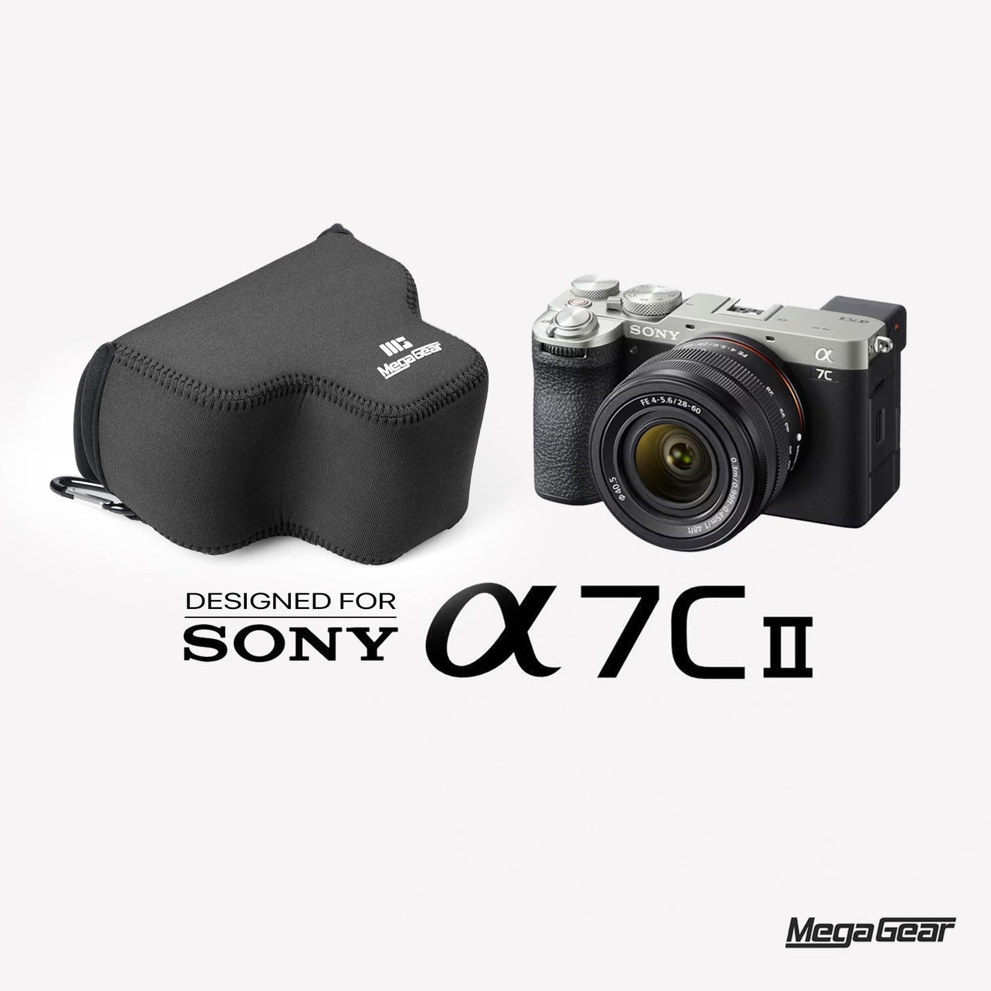 MegaGear Neoprene Camera Case for Sony Alpha a7C Mark II (28-60mm) - Stylish and Protective Digital Photography Bag - Black