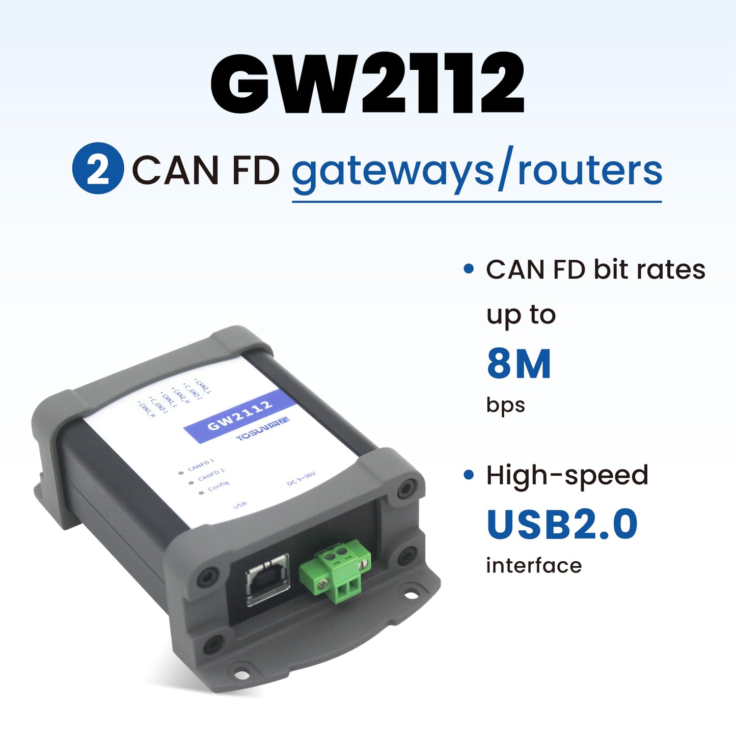 TOSUN Technology - Auto Grade - 2-Way CAN/CAN FD Gateway/Router