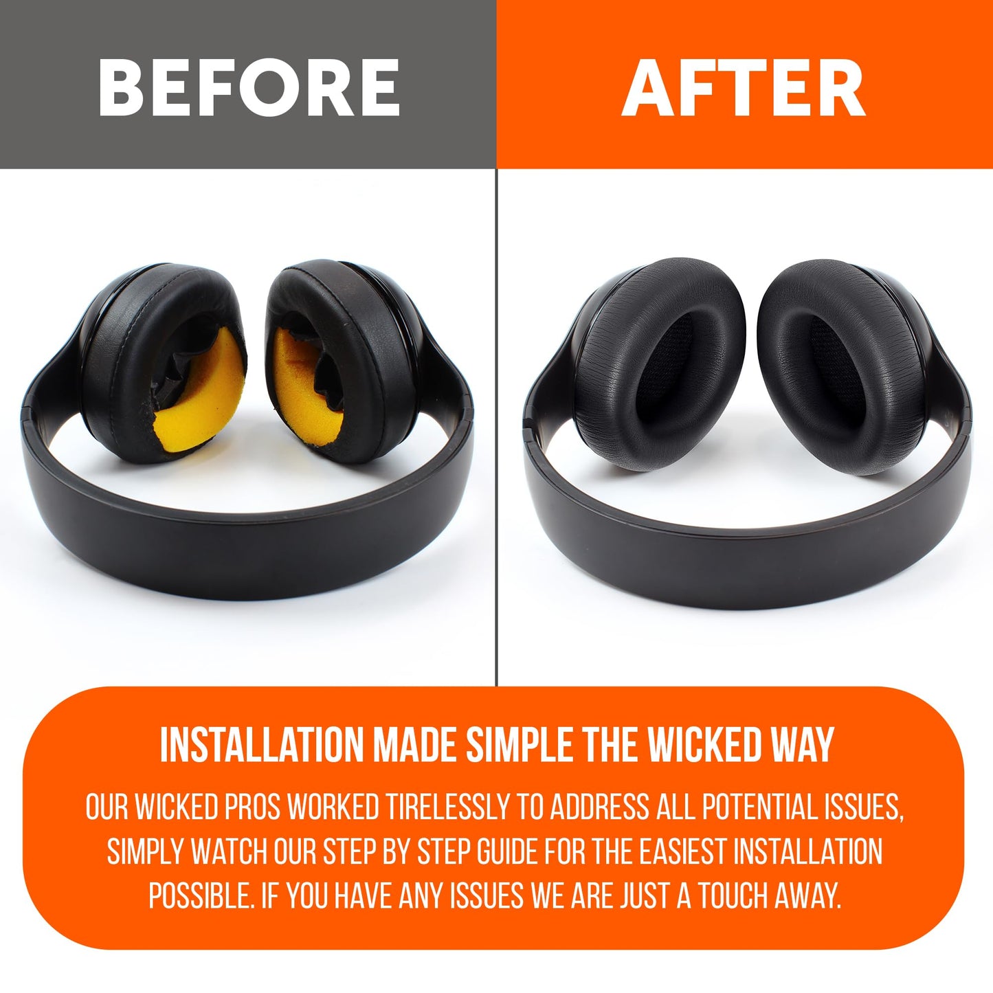 WC PadZ Studio Pro - Extra Thick Earpads for Beats Studio PRO Made by Wicked Cushions | Upgraded PU Leather, Larger Ear Opening, Enhanced Foam | Black