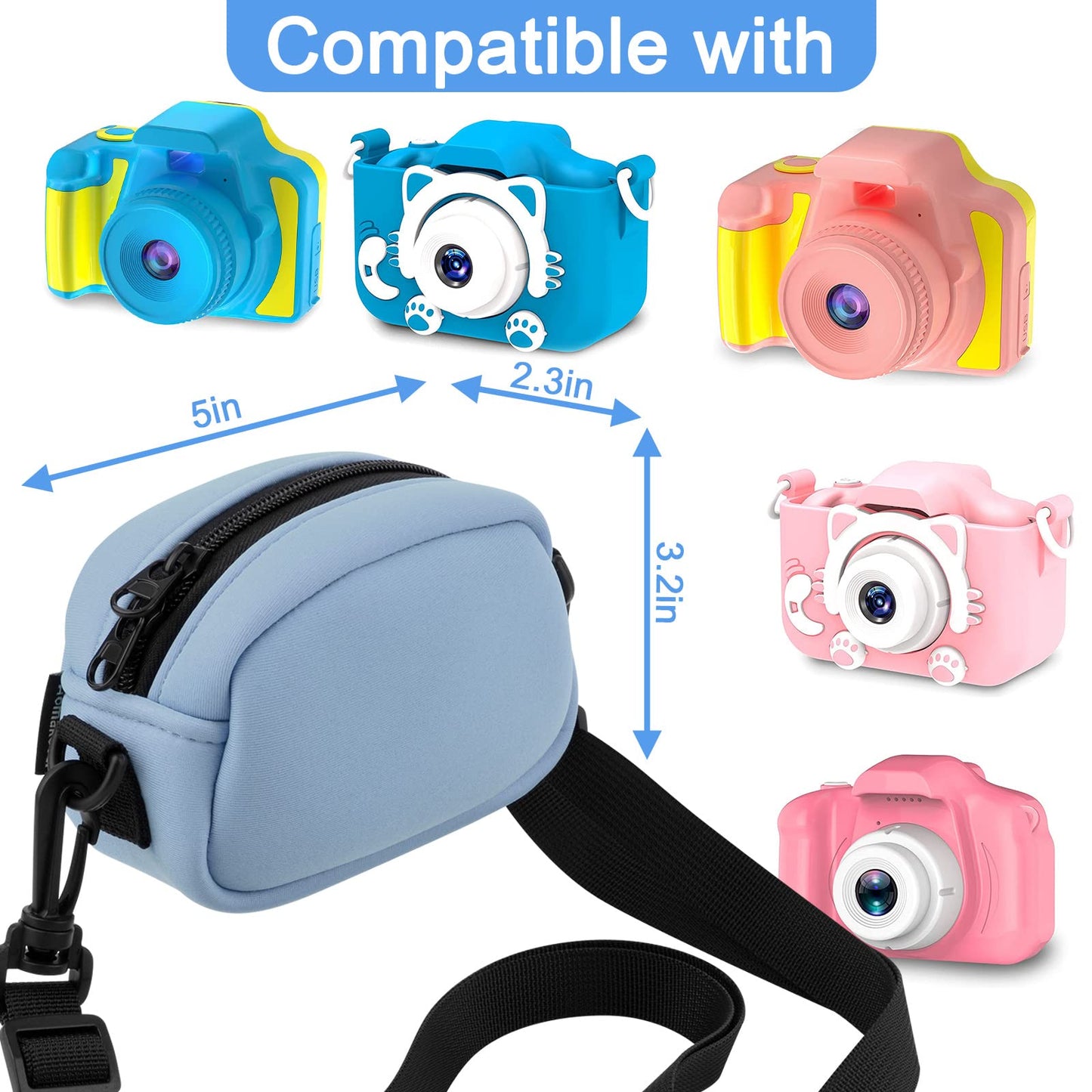 Homakover Camera Case Adjustable Crossbody Bag For Seckton/for Rindol/for Dylanto/for Desuccus/Sony DSCW800/DSCW830 and More Digital Camera