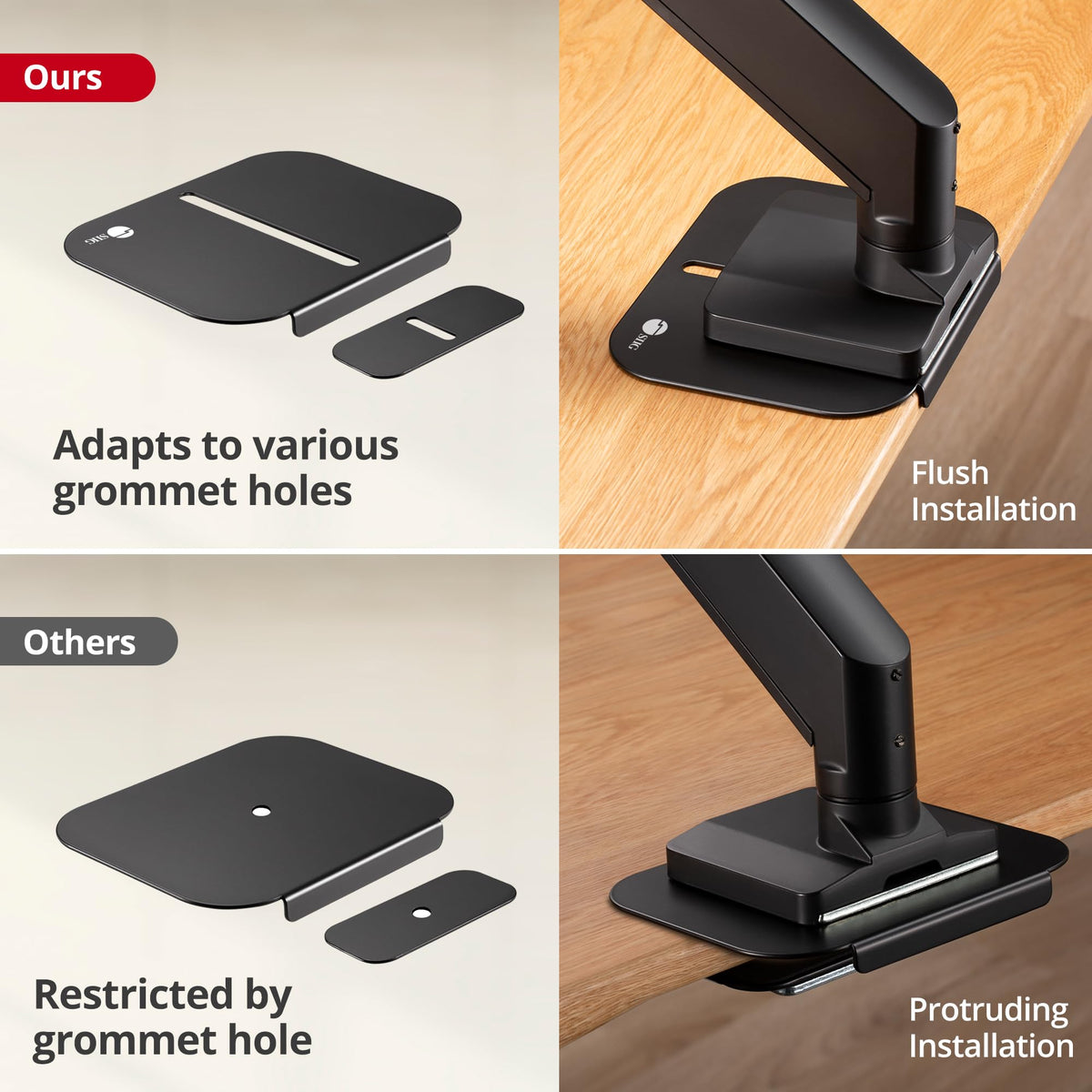 SIIG Reinforced Adjustable Desk Mount Bracket Plate, CE-MT5Q11-S1