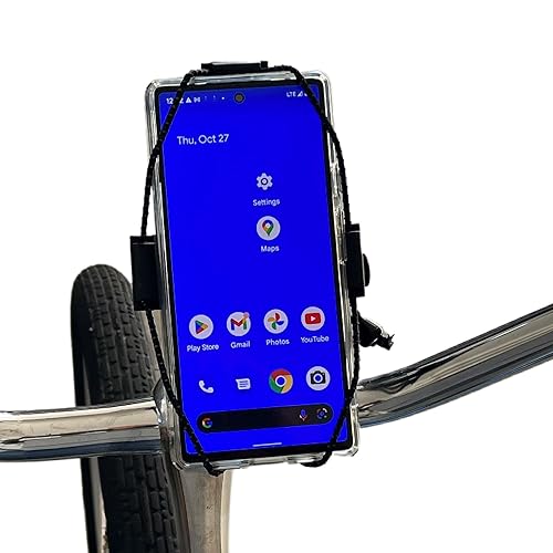 BiKase ElastoKASE Universal Bike Phone Mount, Flexible Rubber Handlebar Holder for Smartphones, Secure Shock Cord Grip, Fits iPhone & Samsung Galaxy