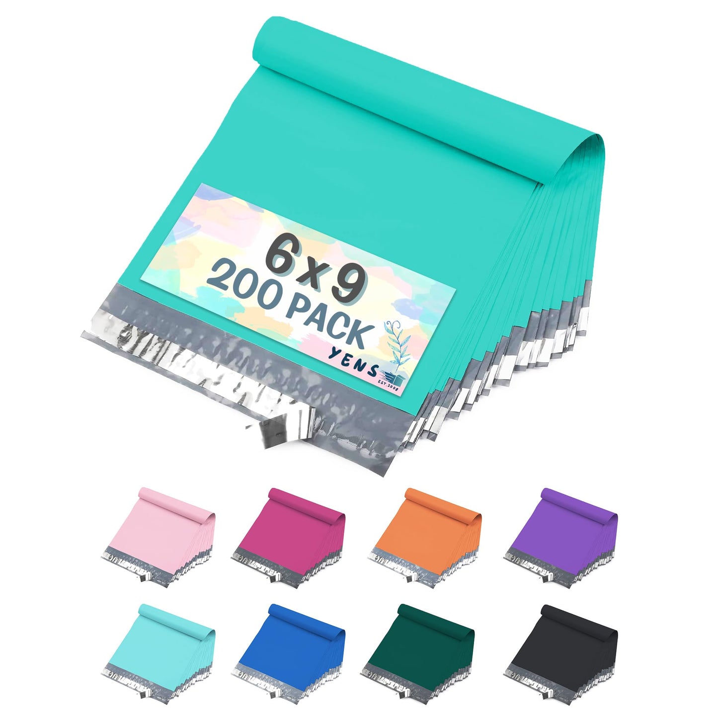 Yens Poly Mailers 6x9 200 Pack Teal Self-Seal Shipping Envelopes M1