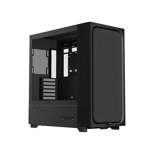 TRYX FLOVA Black Mid-Tower ATX PC Case, Breathable Fabric-Crafted Front, Tempered Glass, Three-Speed Cross-Flow Fan, 360mm Radiator, Wide
