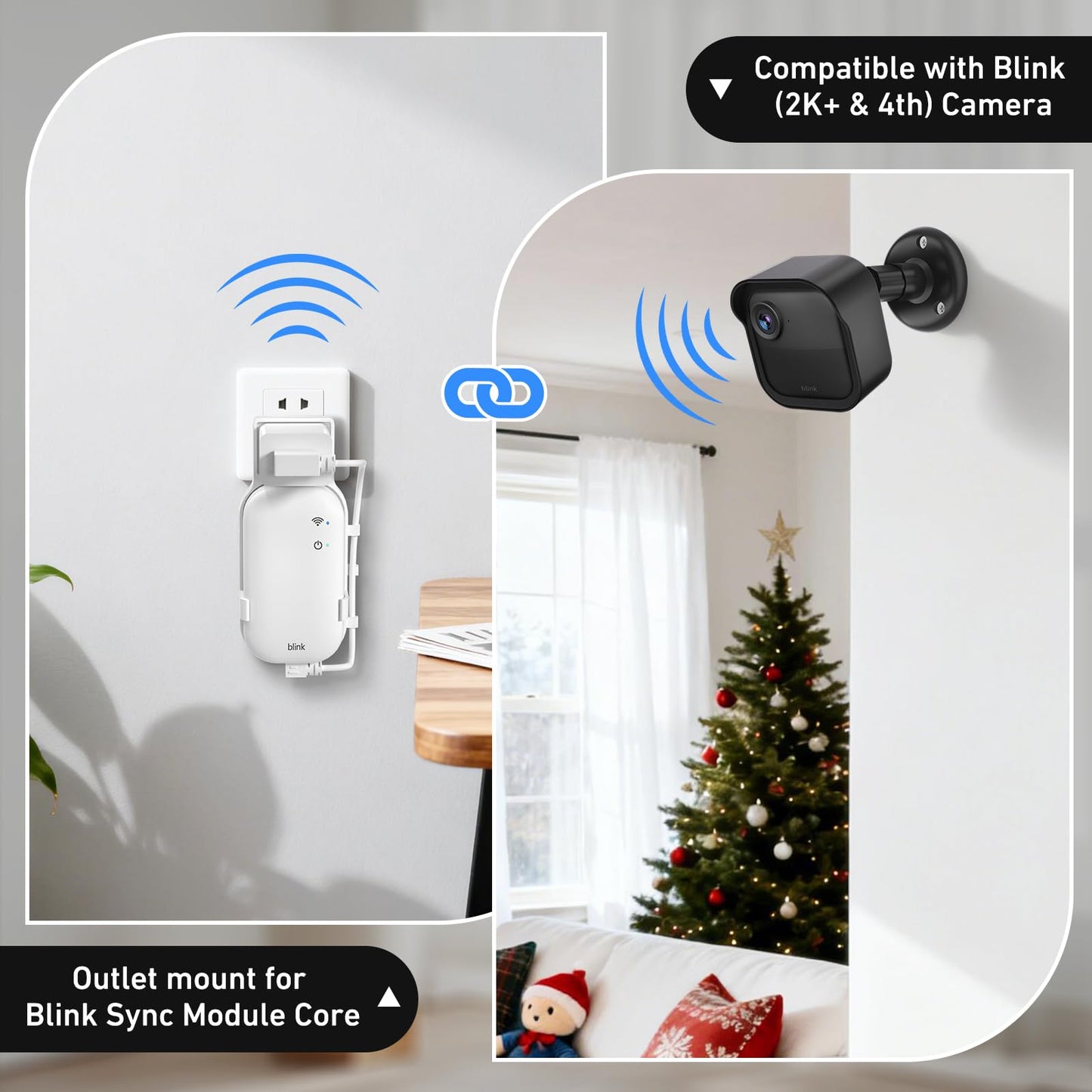 Blink Outdoor Camera Wall Mount Compatible with 2K+ & 4th Gen,3 Pack Weatherproof Protective Housing,360 Degree Adjustable with Blink Sync Module Core