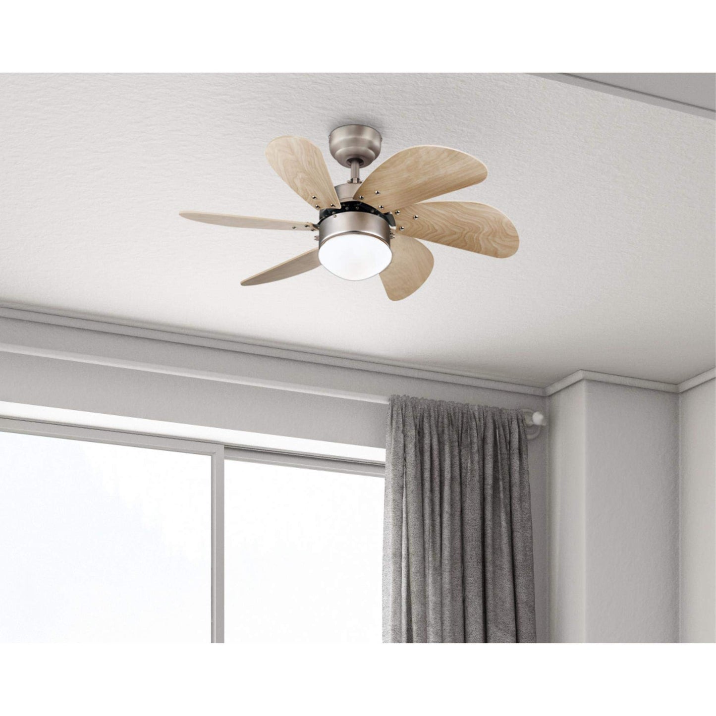 Westinghouse 7224000 Turbo Swirl Indoor Ceiling Fan with Light, 30 Inch, Brushed Nickel