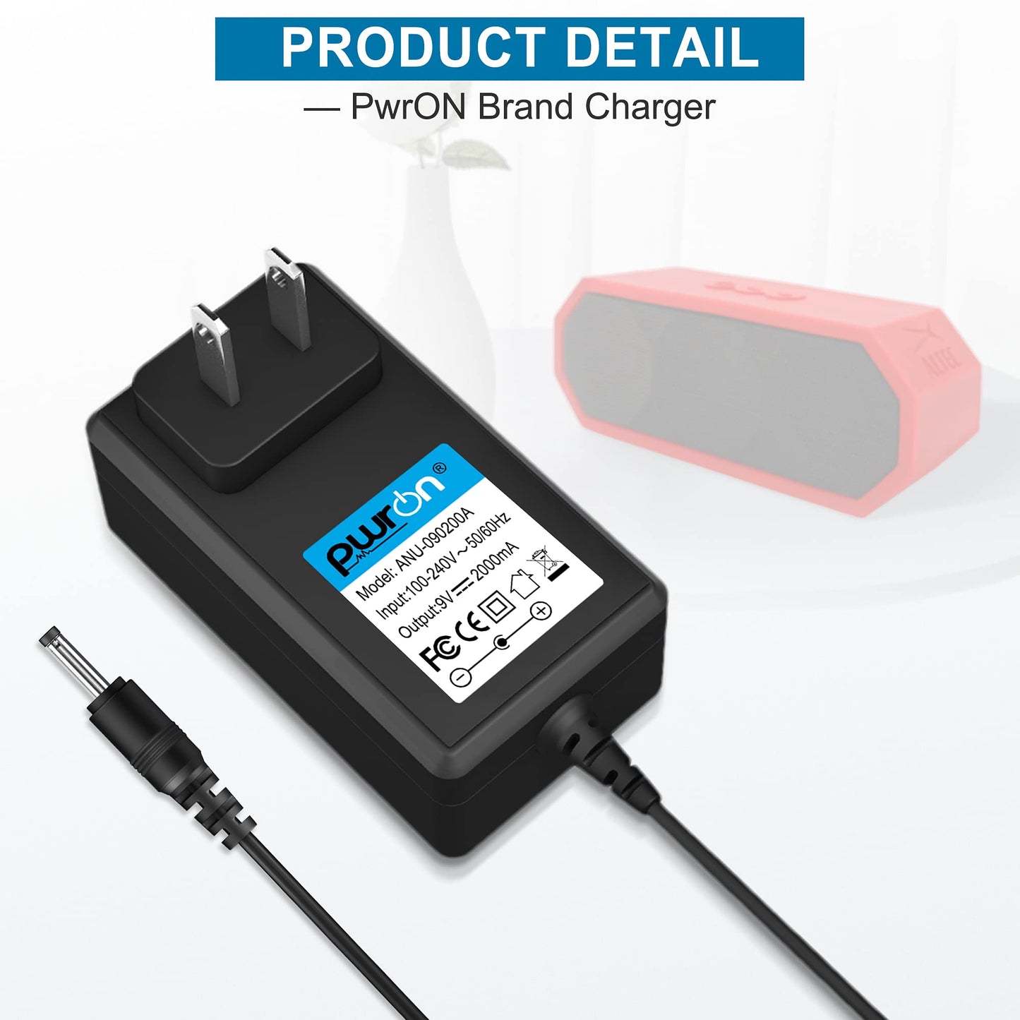 PwrON Ac Dc Adapter Charger for Altec Lansing iMW455 The Jacket Bluetooth Wireless BT Speaker Power Supply