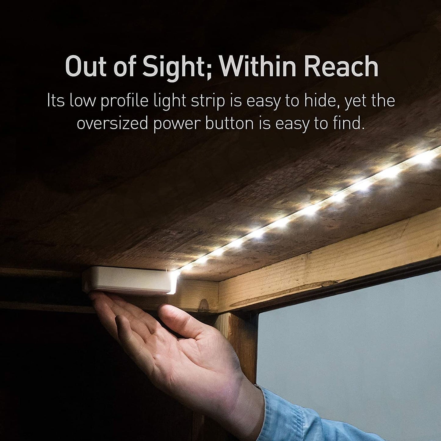 POWER PRACTICAL Luminoodle Under Cabinet Lighting - Click LED Light Strip for Shelves, Kitchen Cabinets, & Furniture, 1-Pack Includes Power Button