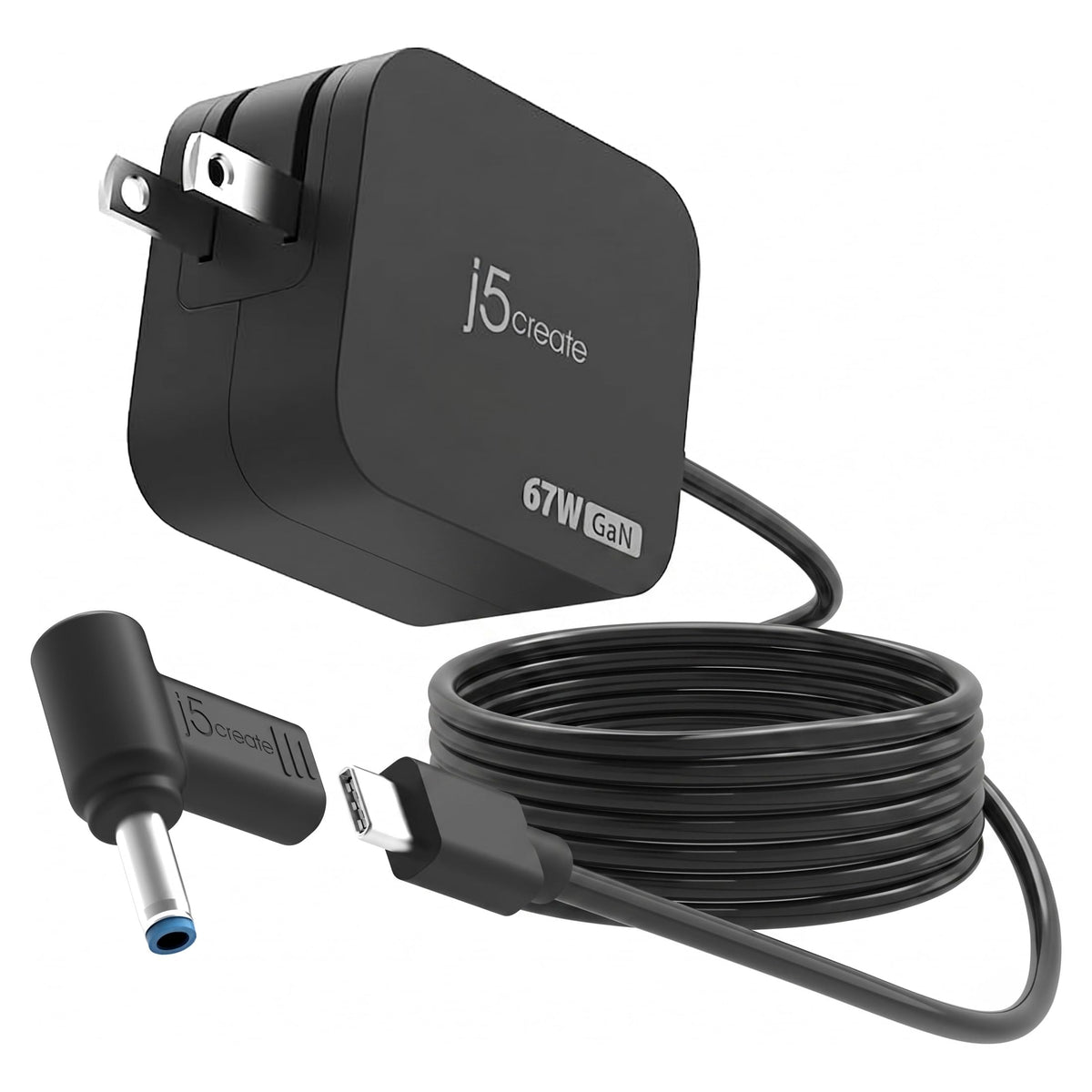 j5create 65W GaN PD USB-C Foldable Mini Charger with HP DC Converter