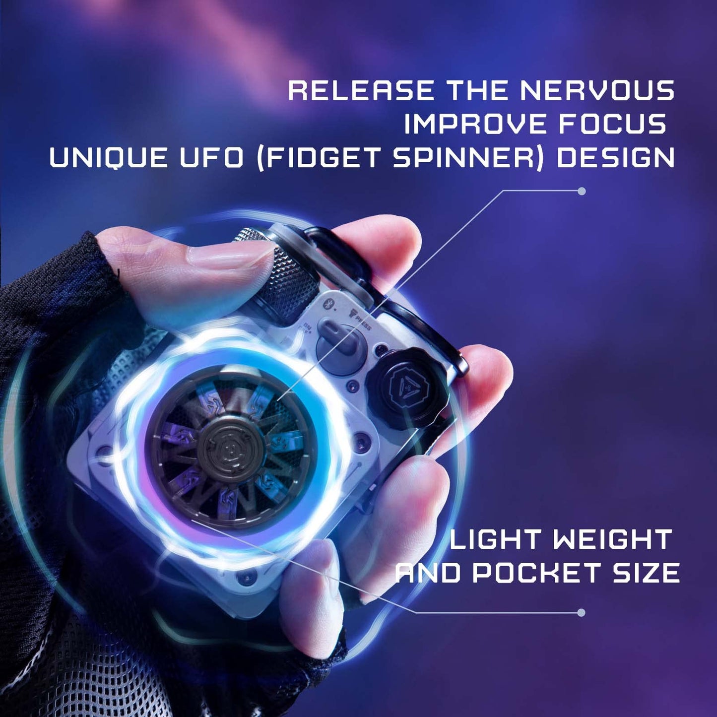 Muzen Cyber Cube-Pro Bluetooth Speaker, Bluetooth 5.0, Portable Speaker with Fidget Spinner, Crystal Clear Sound with RGB Led Light Wireless Speaker