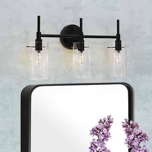 classy leaves 3 Light Bathroom Light Fixtures, Matte Black Bathroom Vanity Light, Modern Farmhouse Bathroom Lights Over Mirror, Black Bathroom Wall
