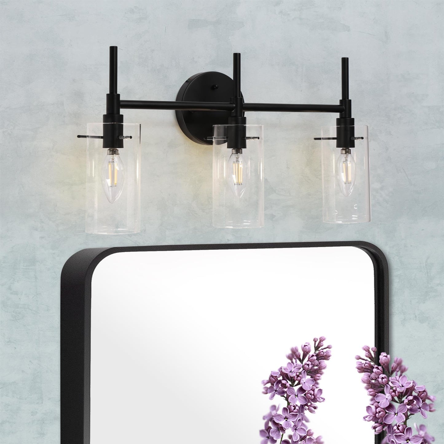 classy leaves 3 Light Bathroom Light Fixtures, Matte Black Bathroom Vanity Light, Modern Farmhouse Bathroom Lights Over Mirror, Black Bathroom Wall