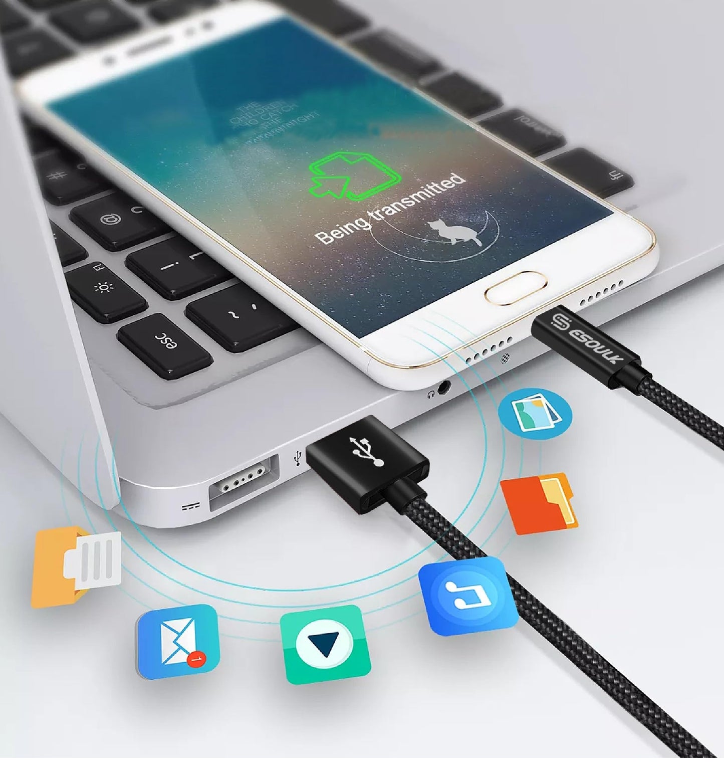 ExtremeCases for TCL ION V T607DL 2 Pack 3ft Fabric USB Type C Cable to USB A USB 3.0 Charger Cable (Type C Cable)