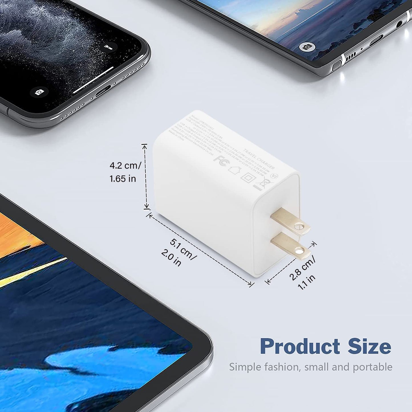 I IBACASE Dual USB C 33W Fast Wall Charger Mini Block QC3.2 Compatible with iPhone iPad Samsung Pixel and More