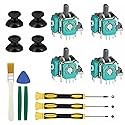 Replacement Thumbsticks for Xbox One S/X Controller, 4pcs 3D Joystick Parts Analog Caps with Repair Tools Kit, T6 T8 T10 Screwdriver Compatible
