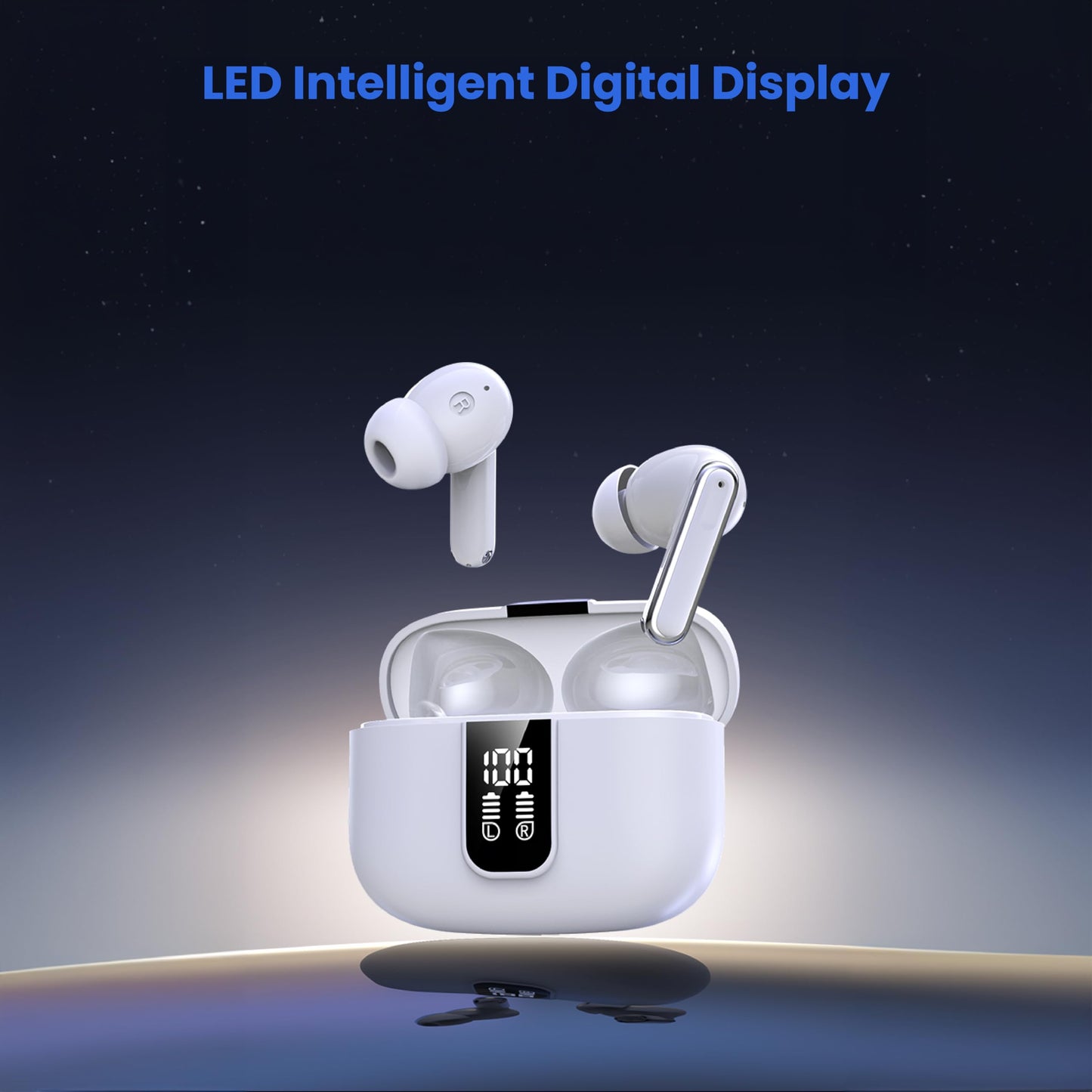 Bluetooth Earbuds with ANC, HiFi Sound, 20H Playback, LED Display Case, BT 5.3, Touch Control, IPX4 Waterproof, True Wireless Earphones for TV, Phone