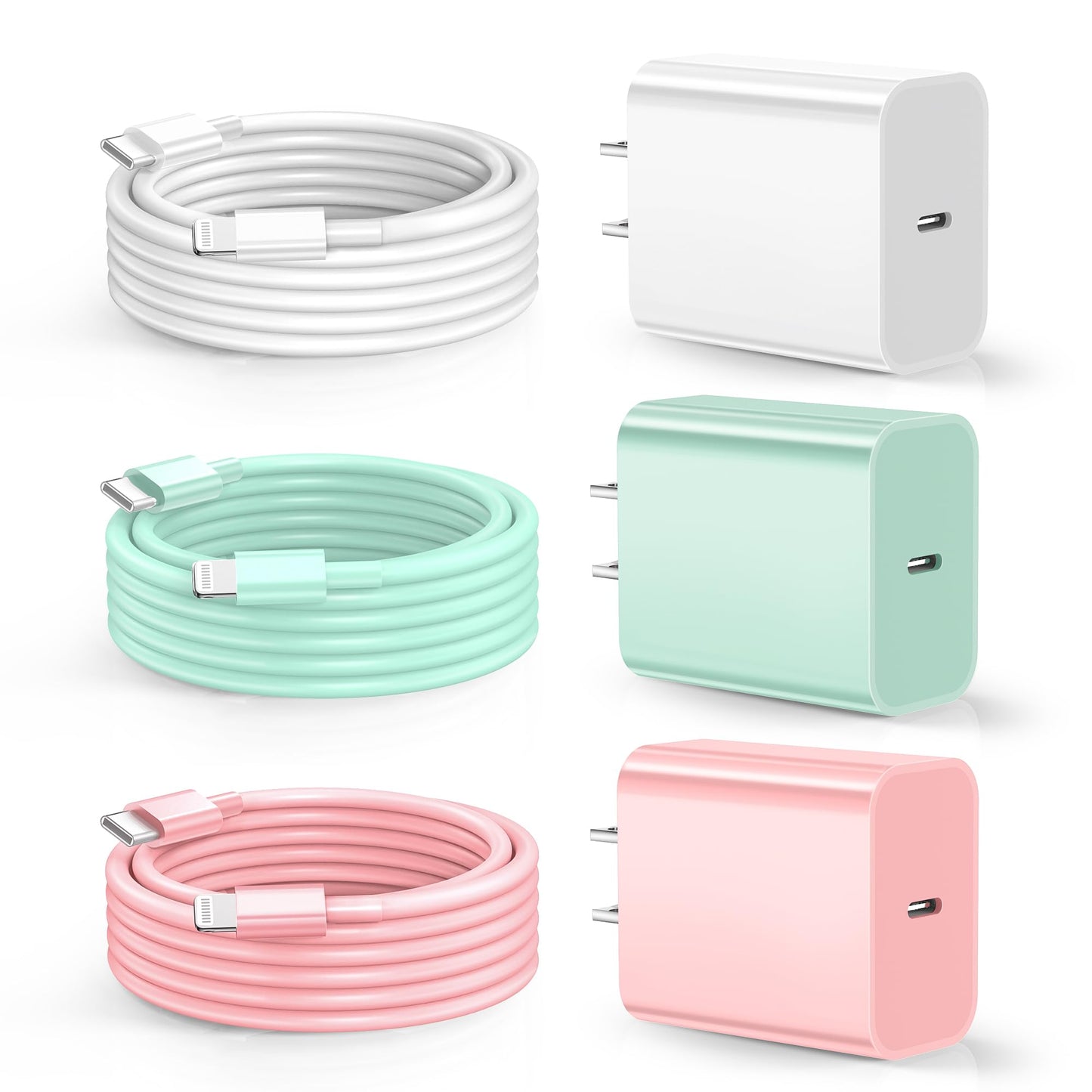 Dayaoncy Compatible with iPhone Charger Fast Charging, 20W USB C Wall Charger with 3Pack 10FT USB C to Lightning Cable, Phone Cable Fast Charging…