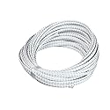 Bettomshin 1Pc 32.8Ft(10m) Cable Management Sleeve, 3/16"(4mm) Width PET Silver & White Cord Protector, Wire Loom Tube Insulated Split Sleeving