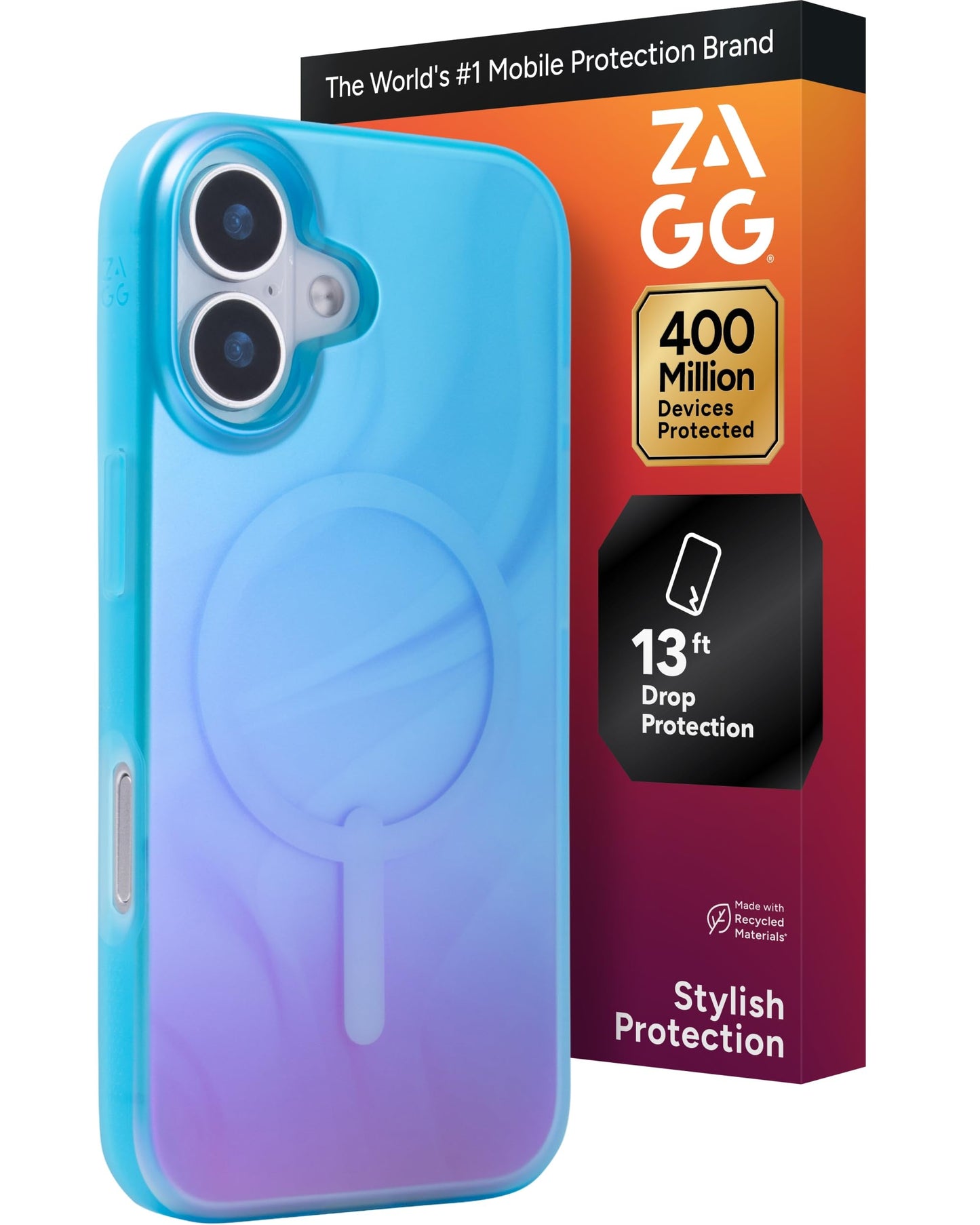 ZAGG Milan Snap Case for iPhone 17 - Deep Aurora, Graphene Strengthened Phone Case with Drop Protection (13ft/4m), Textured Edges & Sparkle Design