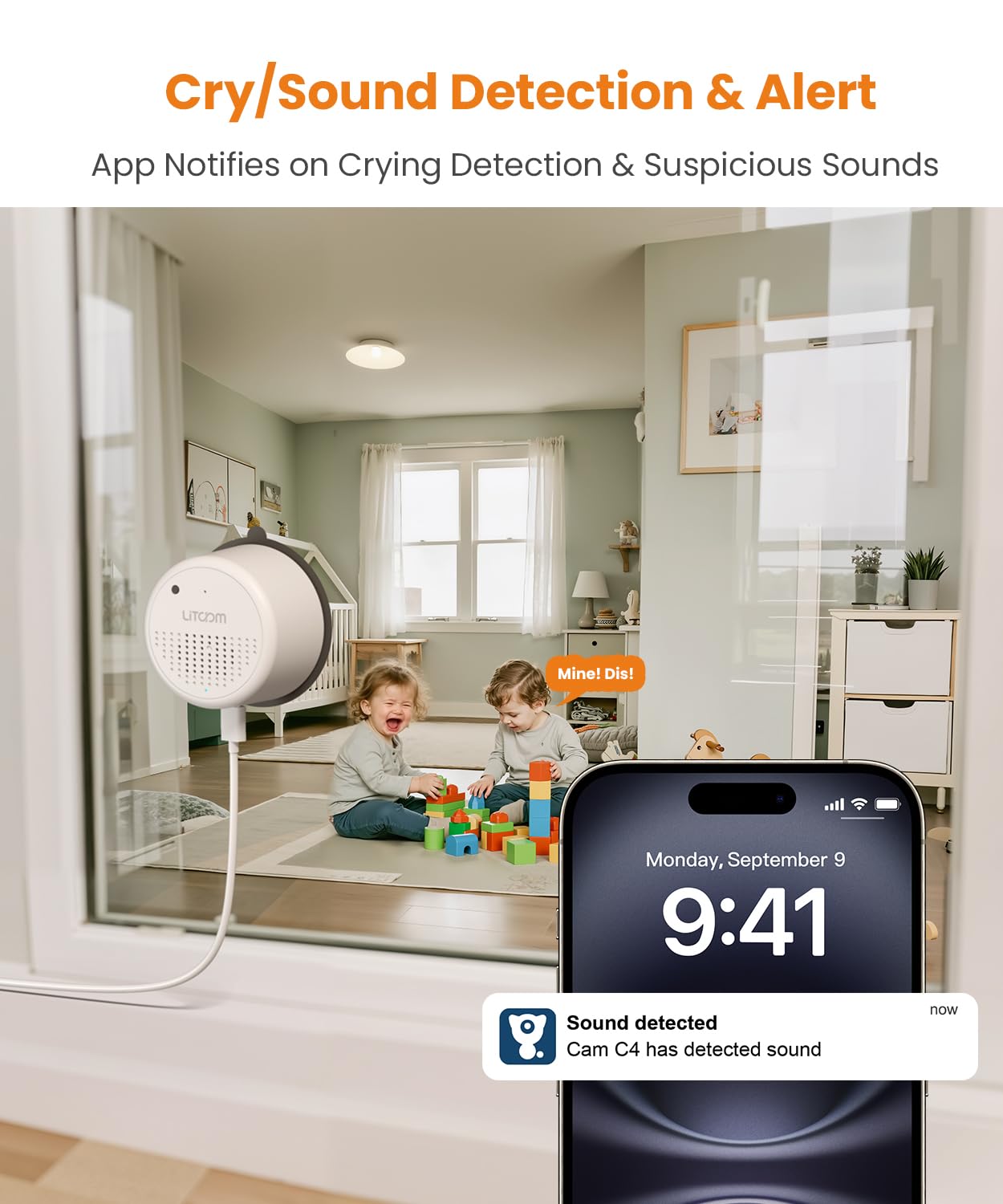 litokam Window Camera 3MP 2K, WiFi6 & 2.4GHz Indoor Cameras for Home Security with Al Color Night Vision, Person/Motion/Sound Detection & Real-Time