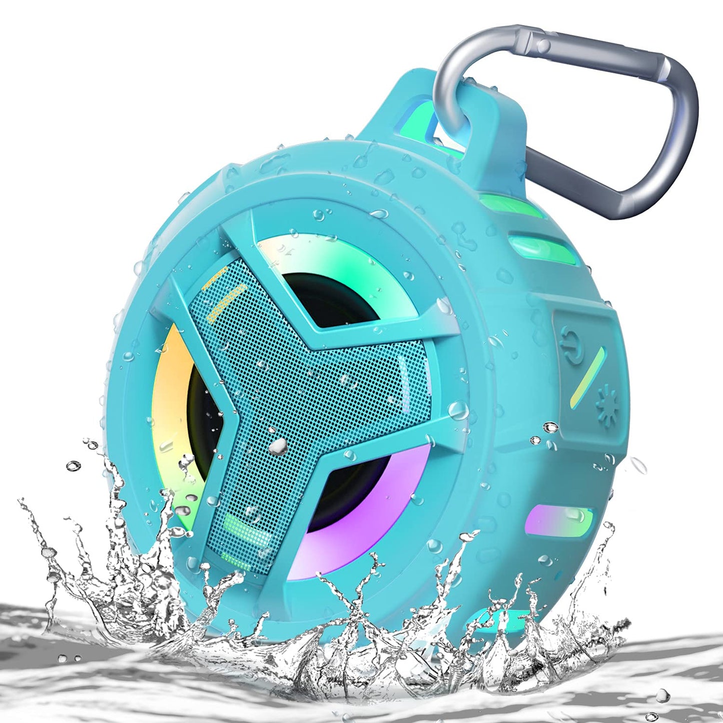 EBODA Waterproof Bluetooth Shower Speaker, IPX7 Floating Portable Wireless Small Speakers, 24H Playtime with RGB Light for Kayak, Beach, Pool