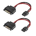 MEIRIYFA SATA Power Adapter - 15 to 6 Pin Slimline Cable (2 Pack)