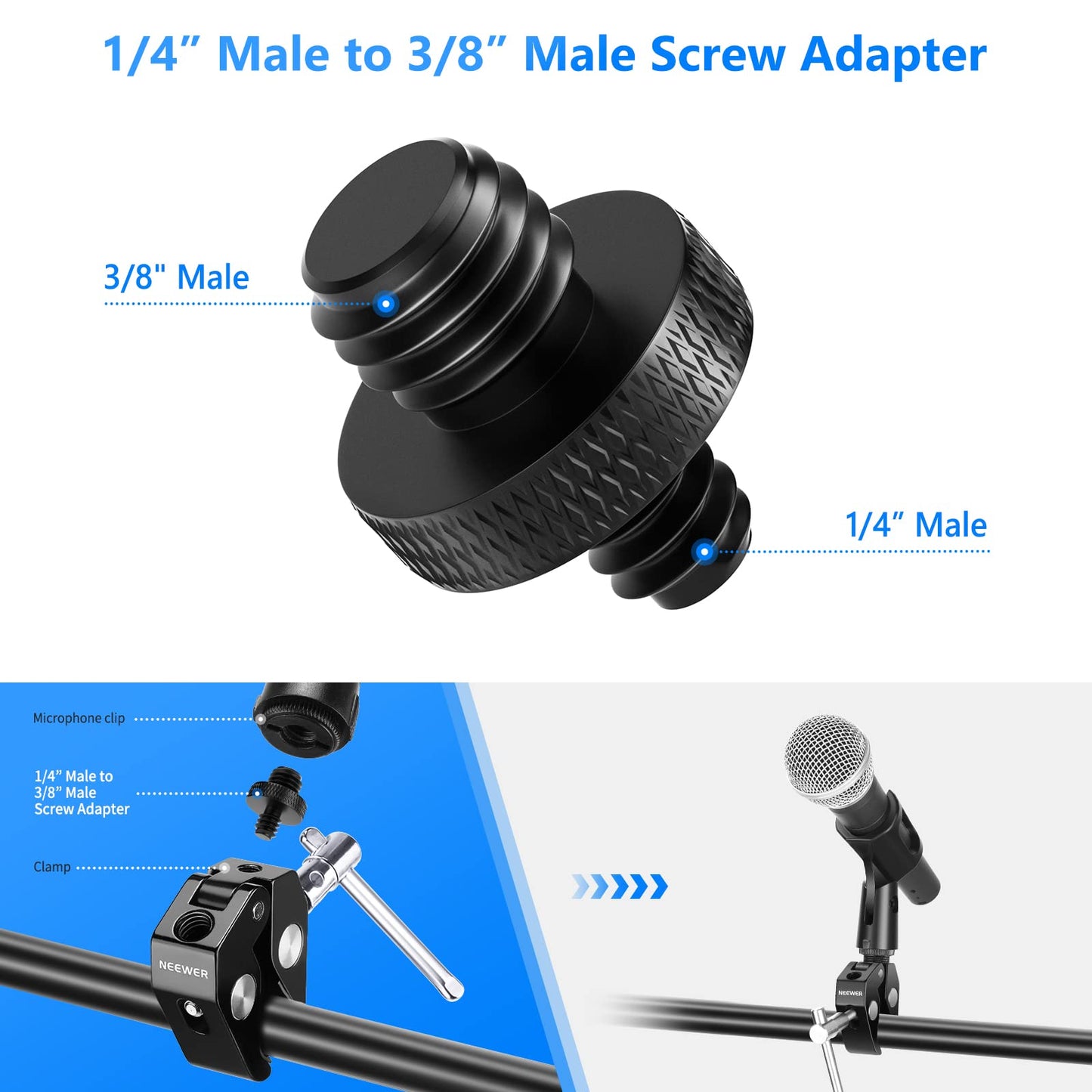 NEEWER Camera Screw Adapter, 22 Pieces 1/4” to 1/4” and 1/4” to 3/8” Tripod Mount Screw Adapter Converter Set for Camera Mount, Monopod, Ball Head