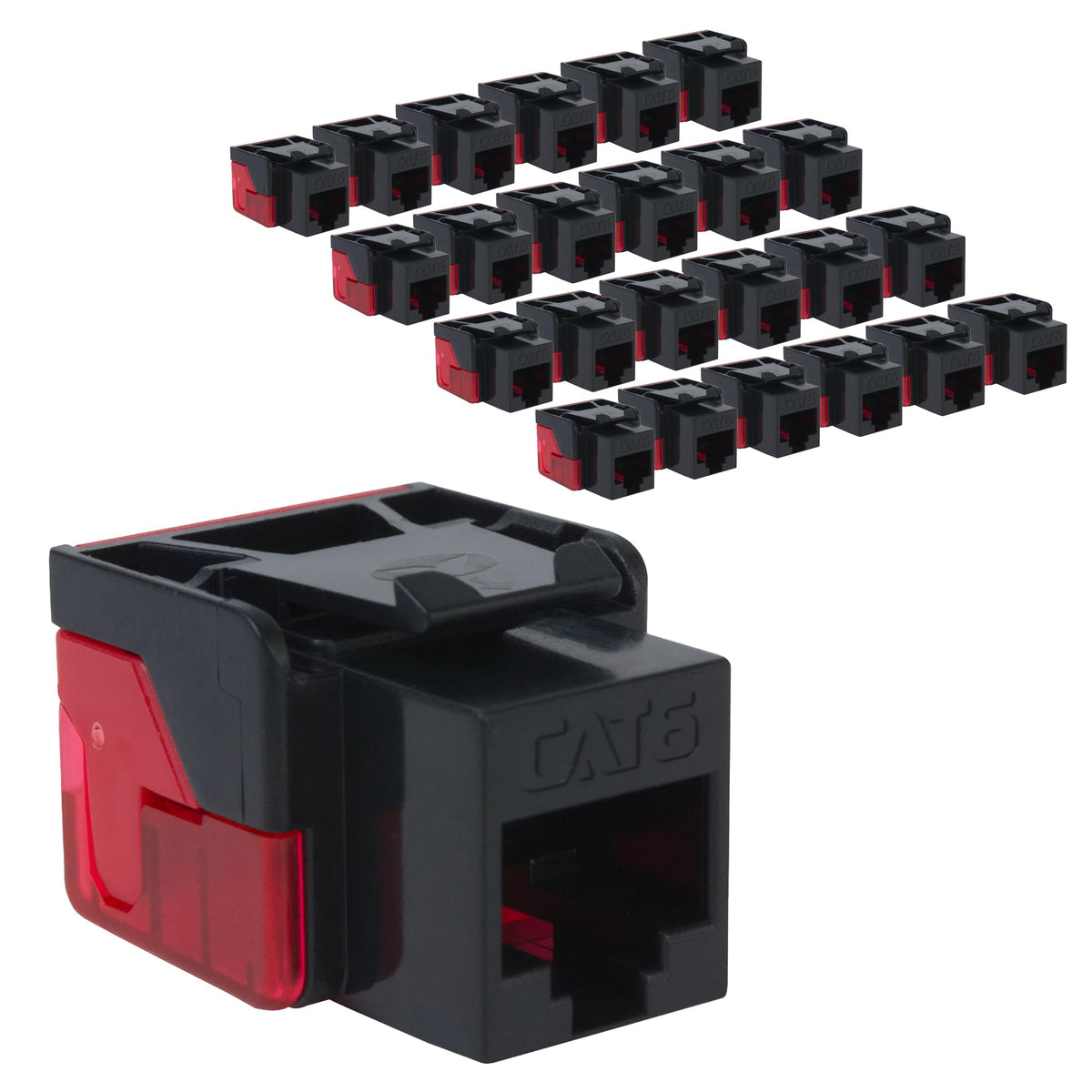 ICC CAT6 RJ45 Keystone Jack, Inline IDC No Pair Split, Black, 25-Pack