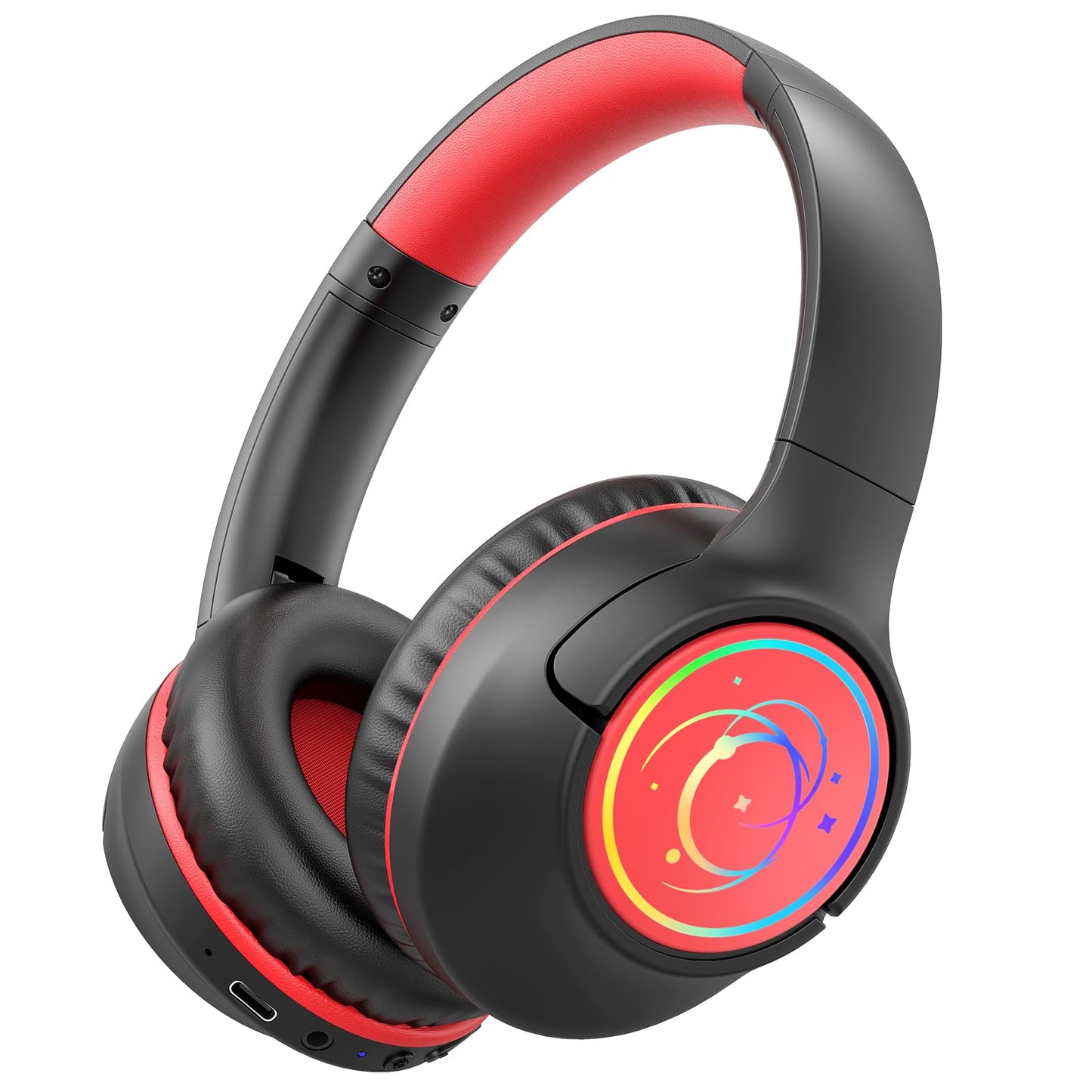Kids Bluetooth Headphones, 85H Playtime for Toddler Boys, Black with LED