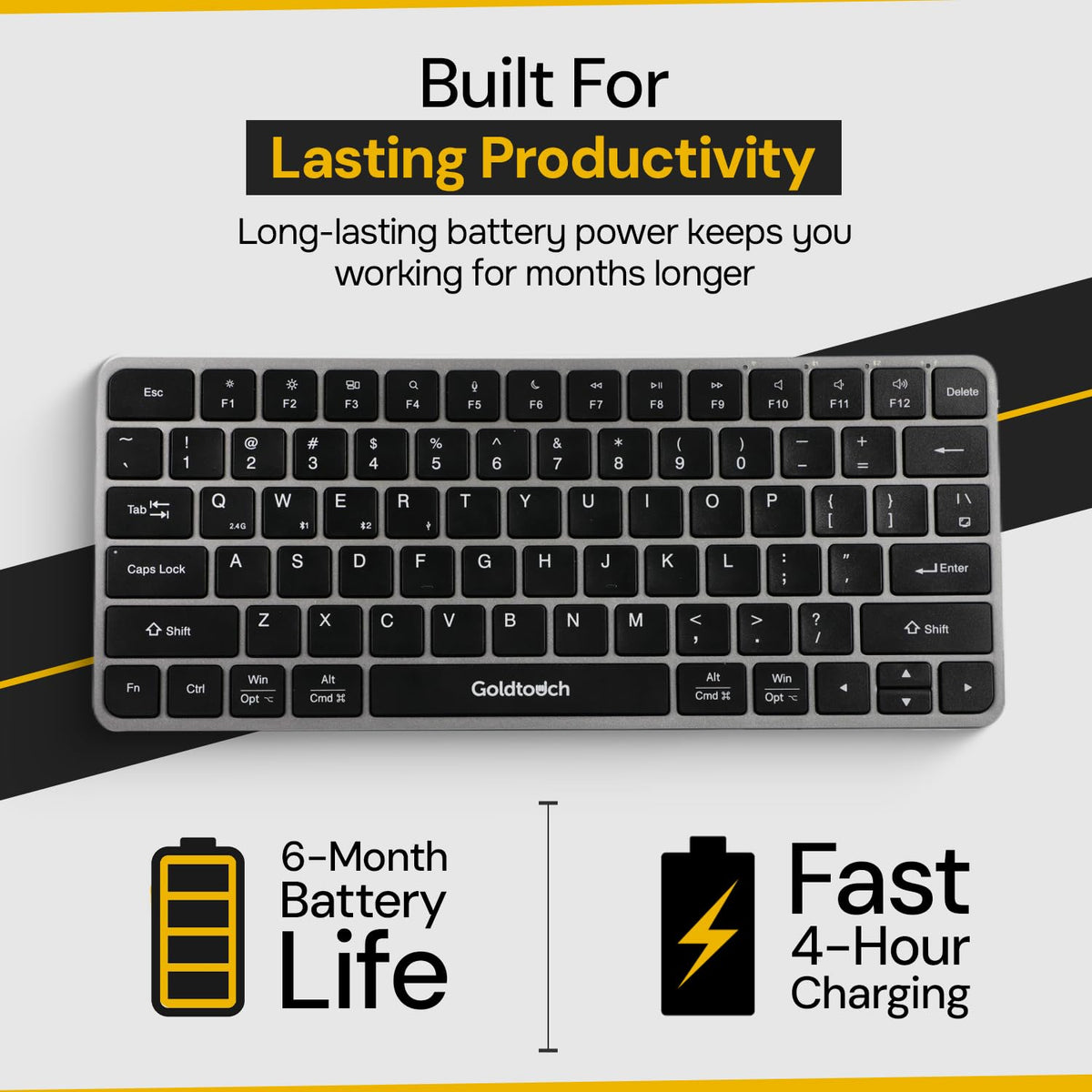 Goldtouch Trident Mini Wireless Keyboard, 78-Key Layout, 1 Count
