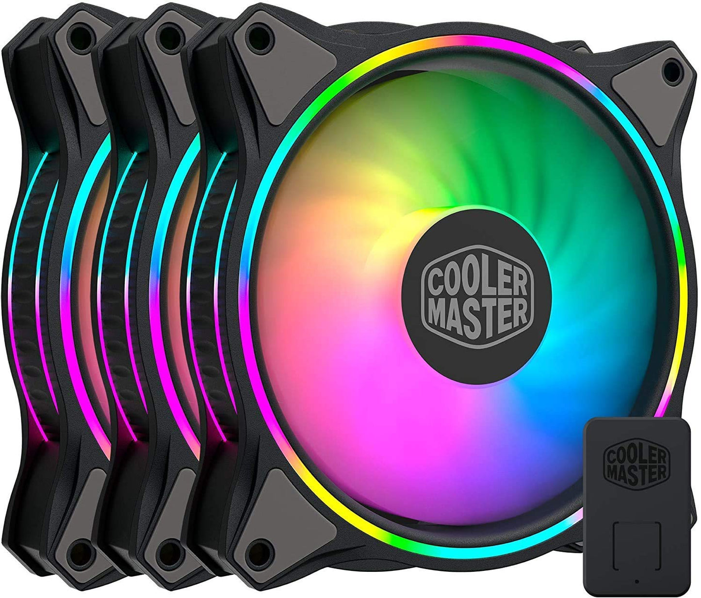 3-in-1 MasterFan MF120 Halo Duo-Ring Addressable RGB Lighting 120mm with Independently-Controlled LEDs, Absorbing Rubber Pads, PWM Static Pressure