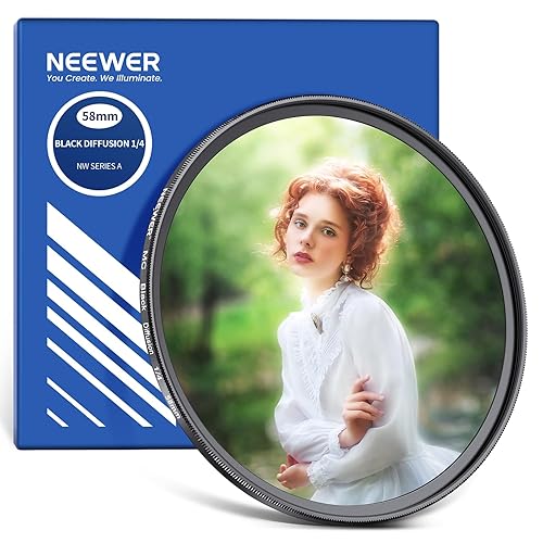 NEEWER 58mm Black Diffusion 1/4 Filter Dreamy Soft Cinematic Effect Filter Ultra Slim Water Repellent Scratch Resistant Optical Glass Multiple Nano