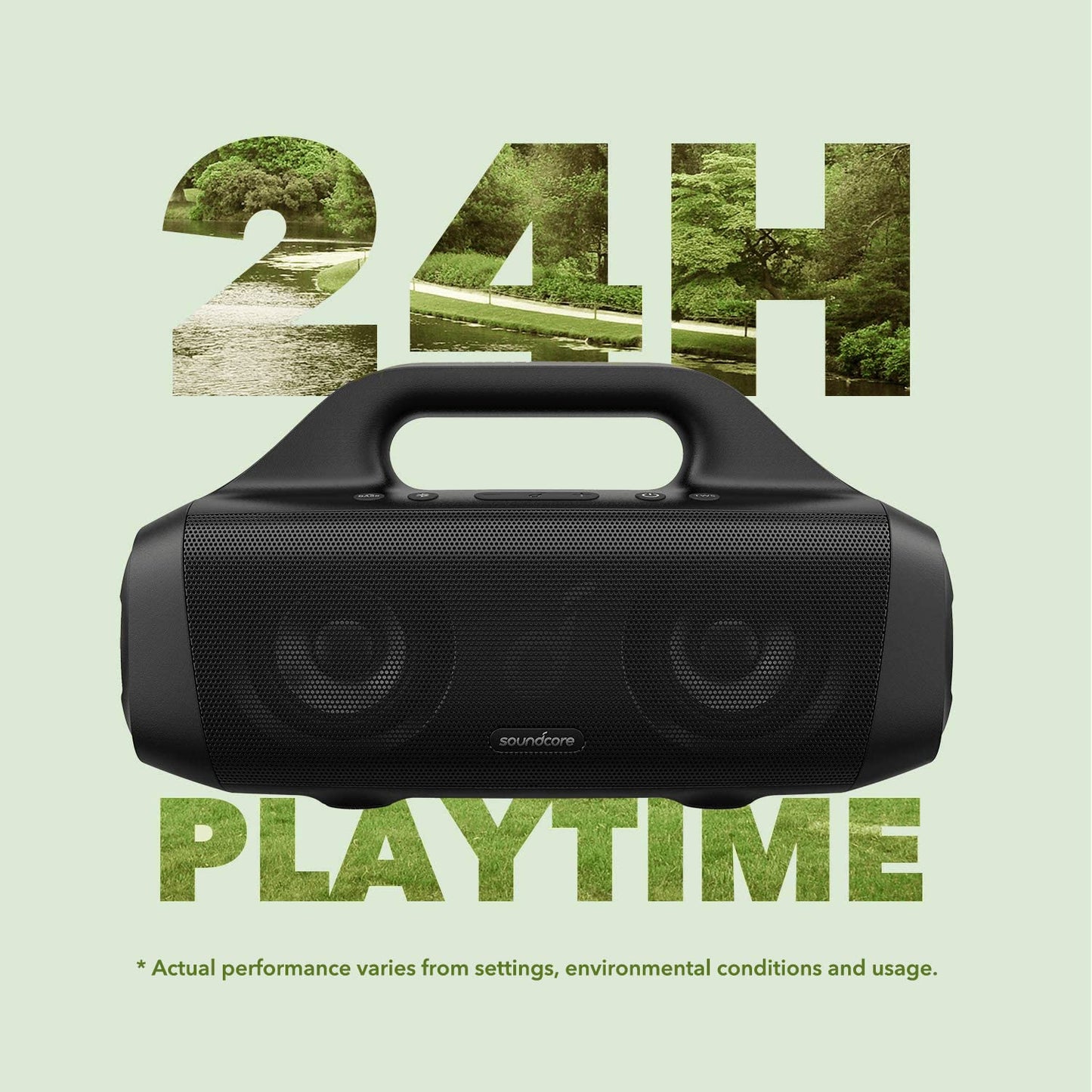 Soundcore Anker Motion Boom Waterproof Bluetooth Speaker with Titanium Drivers, BassUp Technology, IPX7, 24H Playtime, App, Built-in Handle, Outdoor