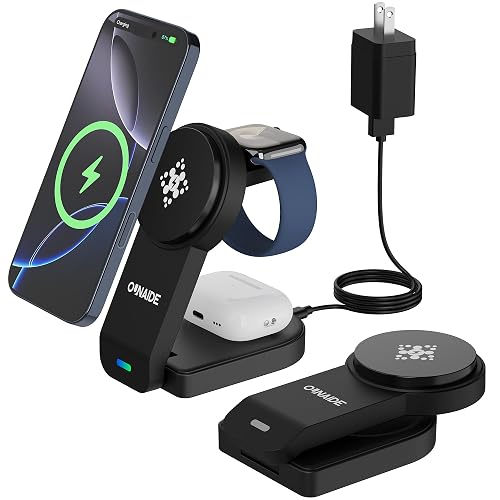 2025 Magnetic 3 in 1 Wireless Charger, Mag-safe Charger Stand Wireless Charging Station for Apple iPhone 16/15/14/13/12 series, for Apple Watch