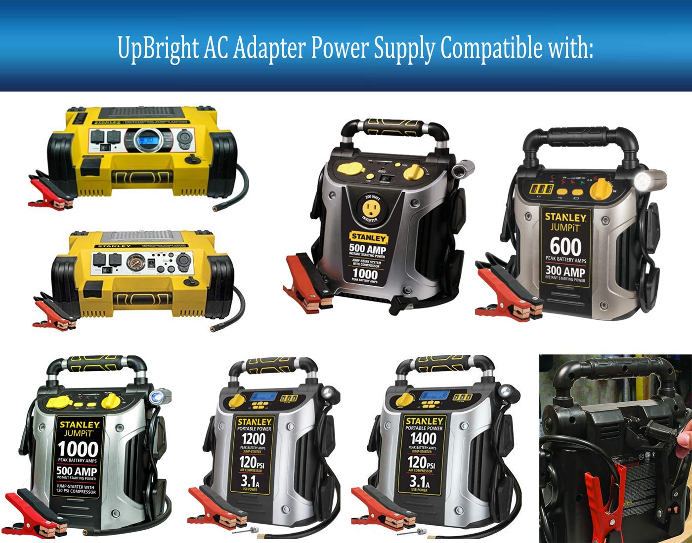 UpBright AC Charging Cord Charger Cable Compatible with Stanley JumpiT J7C09D J5C09 J5CPD J5C09D J509 J5CP J309 Power Station 12V Jump iT Starter…