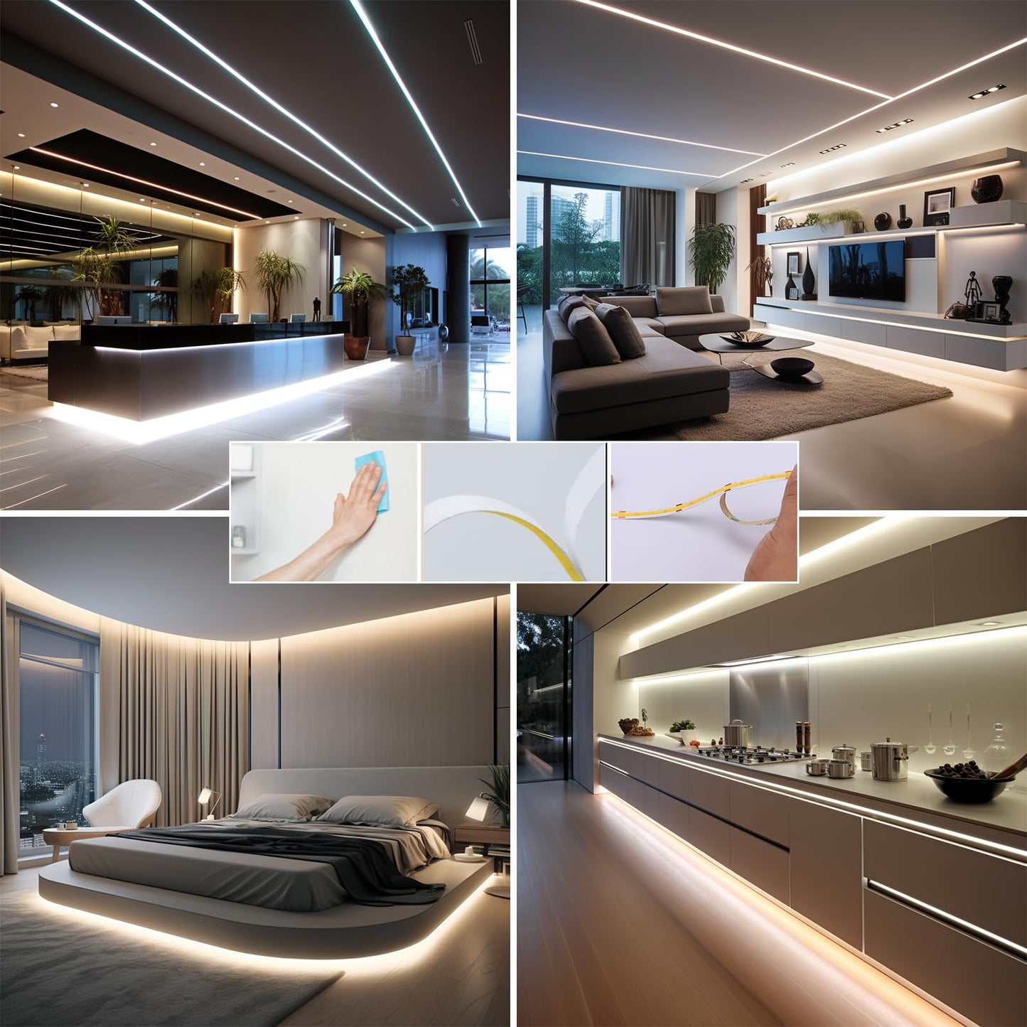 BENLUN 24V COB LED Strip Lights 65.6ft Kit, 4000K Natural White Cuttable Adhesive 480LEDs/M CRI 90+ LED Tape Light with Power Supply for Bedroom