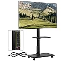 FAHKNS Mobile TV Stand with Power Outlet, Rolling TV Cart on Wheels, Mobile TV Cart for 32-70 inch TVs up to 88 lbs, Height Adjustable Portable TV