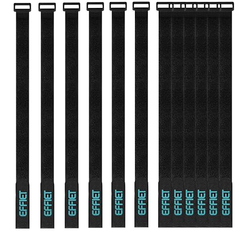 12 Packs Fastening Cord Wrap 1 x 24 Inches Hook and Loop Cinch Straps, EFFIET Adjustable Adhesive Extension Hose Storage Strap, Securing Bike Sleeping