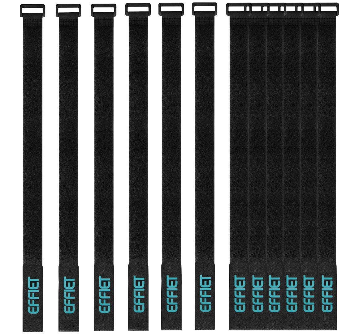 12 Packs Fastening Cord Wrap 1 x 24 Inches Hook and Loop Cinch Straps, EFFIET Adjustable Adhesive Extension Hose Storage Strap, Securing Bike Sleeping