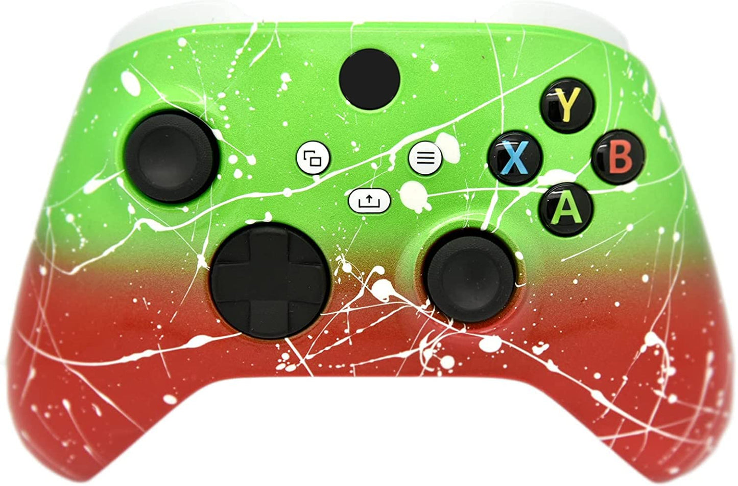 Hand Airbrushed Fade Custom Controller Compatible with Xbox Series X/S & Xbox One (Series X/S Green & Red White Drip)